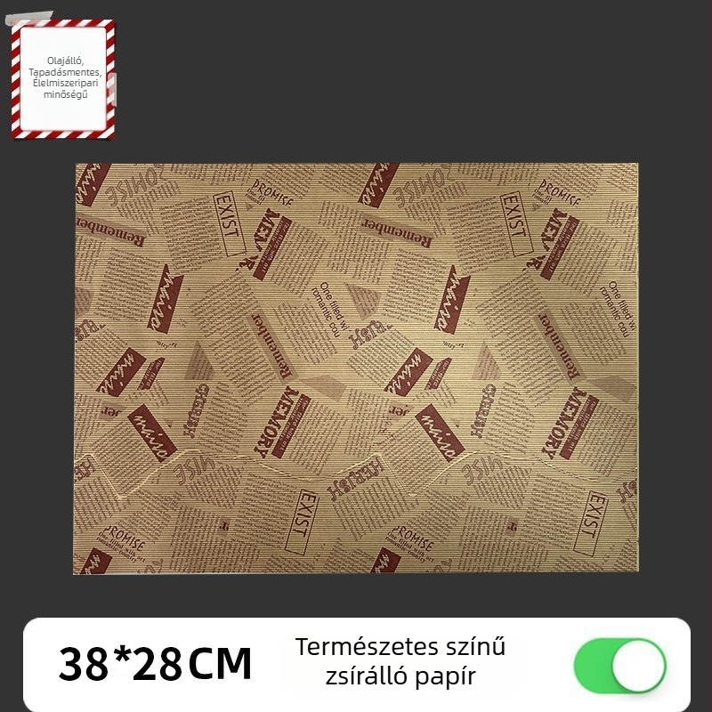 Élelmiszer-minőségű zsírtaszító sütő- és csomagolópapír szendvicsekhez és burgerekhez