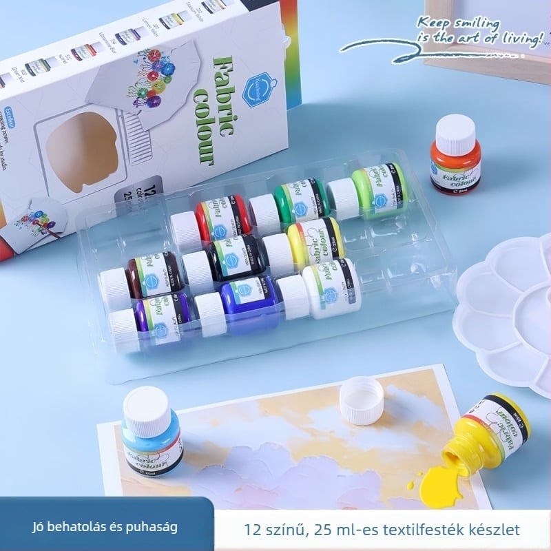 12 színű, 25 ml textil pigmentek gyerekeknek – akril textil pigmentek kínai festészethez, DIY művészeti kellékek, vízálló és UV-álló
