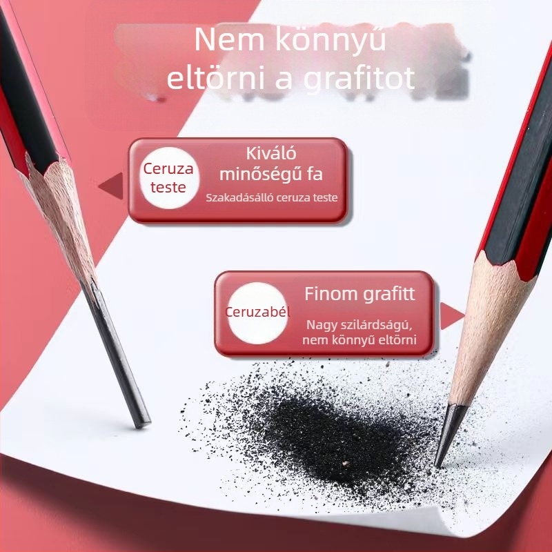Deli ceruzák általános iskolás diákok számára, mérgezésmentes és ólommentes, gumis végű HB ceruzák, 2B a skiccekhez és rajzoláshoz