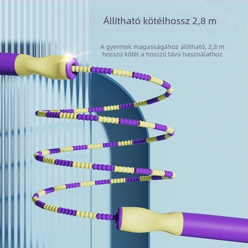 Állítható ugrókötél név feliratozható címkével, általános- és középiskolás diákok számára