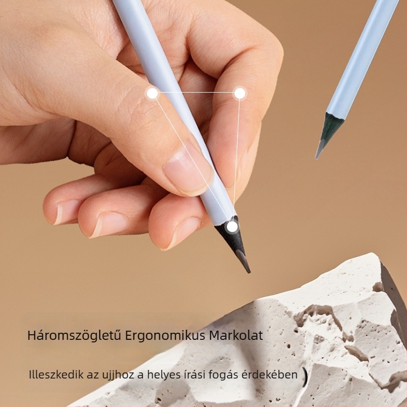 HB háromszög alakú fa ceruza általános iskolásoknak, grafit 2B, nem mérgező, írásgyakorlatokra