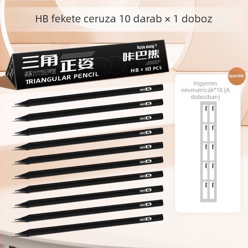 HB háromszög alakú fa ceruza általános iskolásoknak, grafit 2B, nem mérgező, írásgyakorlatokra