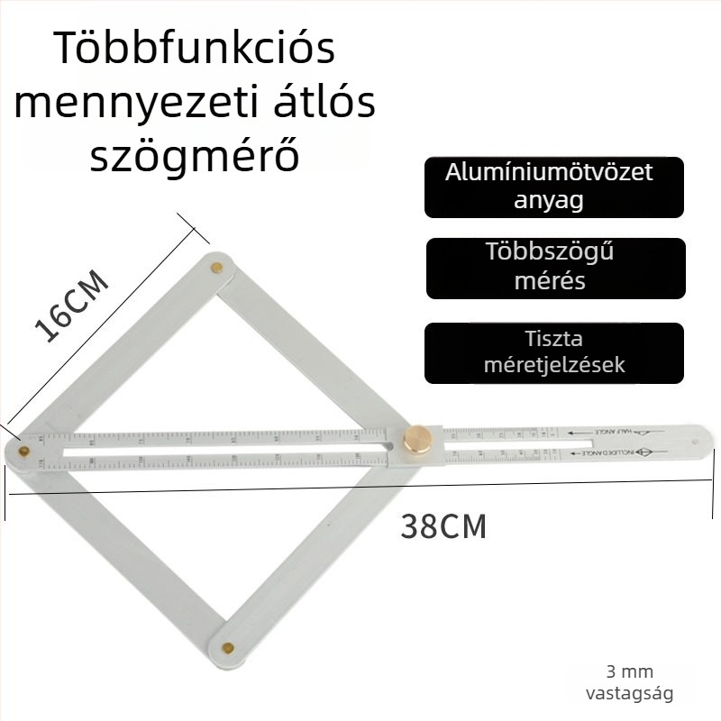 Integrált mennyezet- és famegmértő szögmérő, 0–170°, alumíniumötvözet