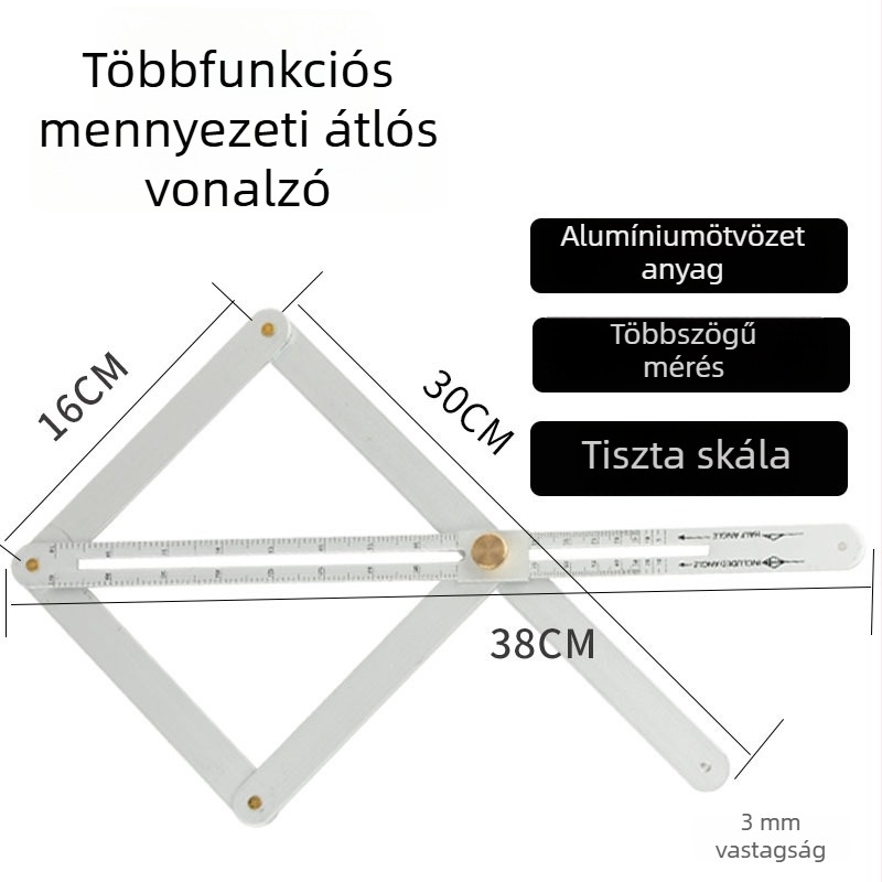 Integrált mennyezet- és famegmértő szögmérő, 0–170°, alumíniumötvözet