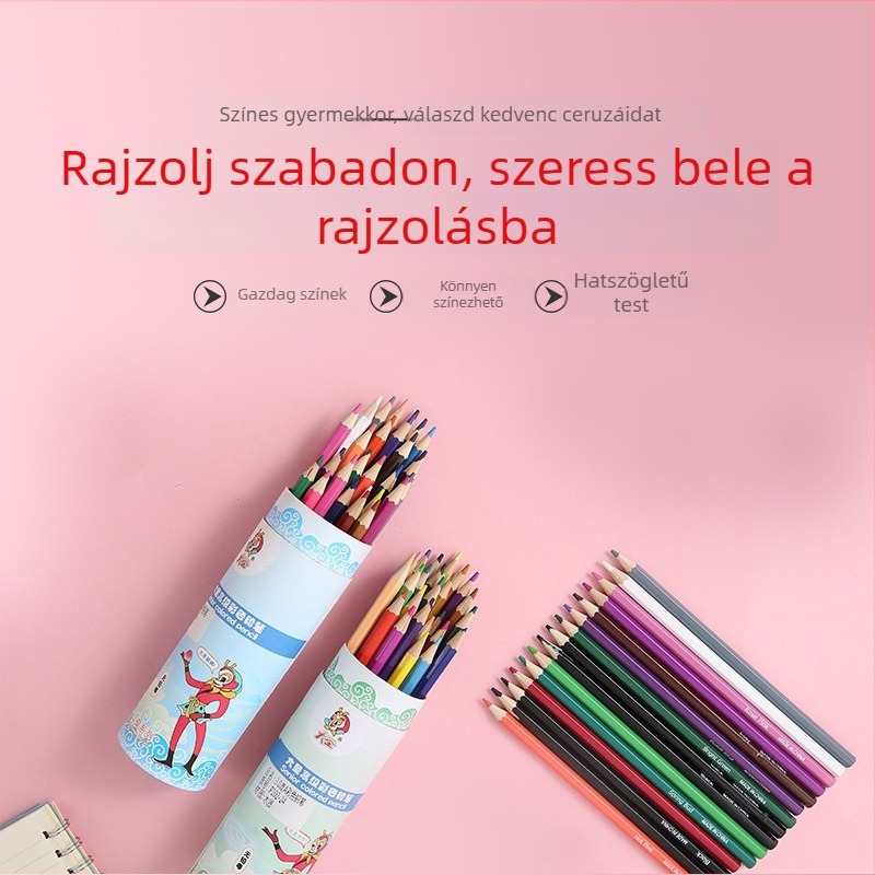 Great Sage 24 színű hexagonális színes ceruza nyírfából készült testtel, 3.0 mm maggal, kiváló minőségű színes grafit