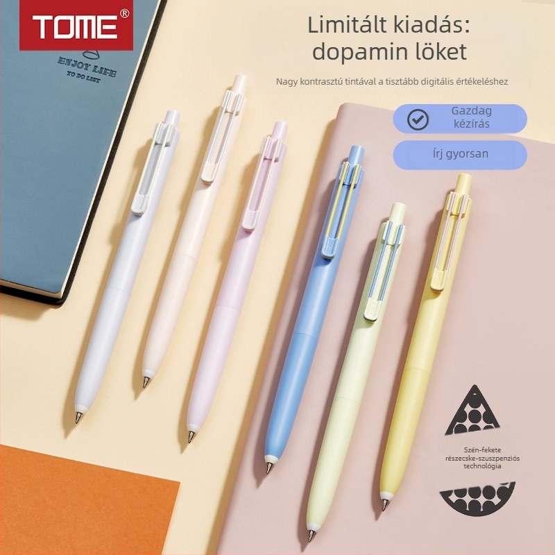 TOME Korlátozott kiadású karbonfekete gél toll kattintós mechanizmussal, rozsdamentes acél heggee, műanyag testtel, diákoknak
