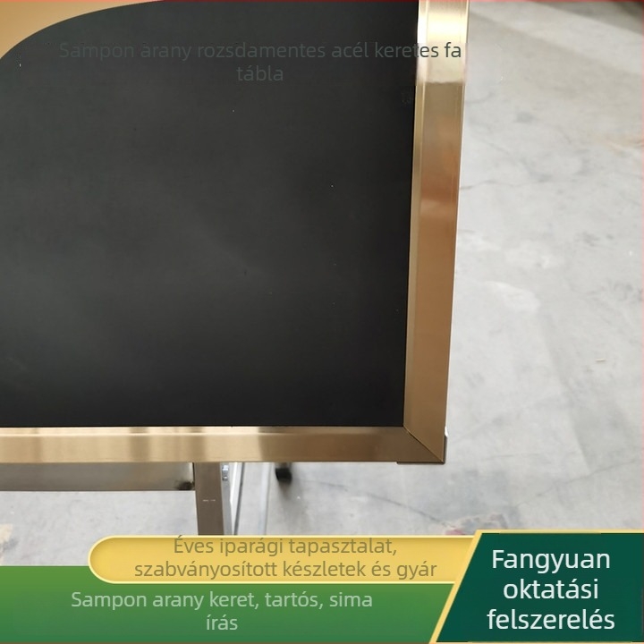 Kétoldalas fa tábla rozsdamentes acél kerettel és kültéri állvánnyal, méretek 1,2 × 2,4 m