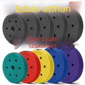 Színes környezetbarát gumírozott rúdtárcsák kis lyukkal, univerzális 5 kg, 7,5 kg és 15 kg edzéshez