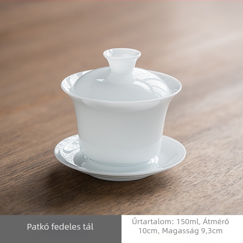 Ice Jade porcelán teáskészlet fedéllel – Kung Fu tea otthonra és az irodába