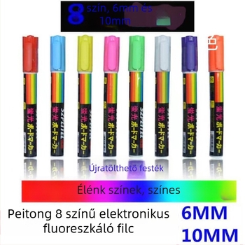 Petong LED elektronikus fluoreszcens marker reklámhoz, 6mm/10mm, törölhető, 8 szín