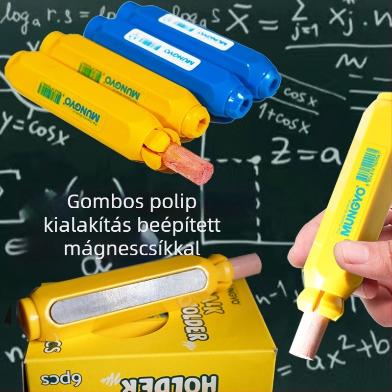 Allies mágneses krétatartó klippekkel, pormentes, két színben elérhető, tiszta kezeket megőriz, ideális oktatáshoz és táblára íráshoz