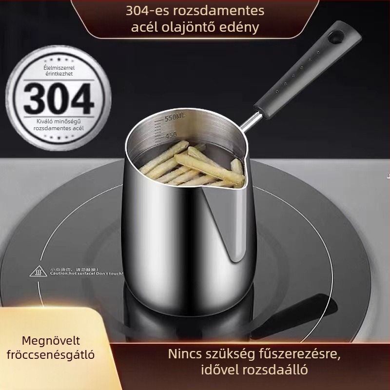Rozsdamentes acélból készült mini olajfazék olaj és tej melegítésére