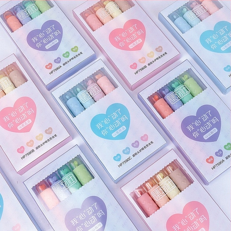Fluoreszkáló marker ultra-soft végével rajzhoz és naplóíráshoz, színes filctollak, nem törölhetőek