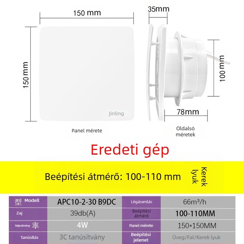 Golden Antelope 6/8 hüvelykes üvegablakos szellőző ventilátor, energiatakarékos, alacsony zajszint, falra szerelhető, modell B9DC
