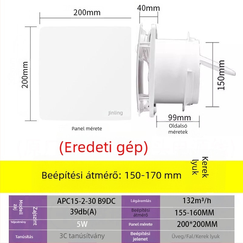 Golden Antelope 6/8 hüvelykes üvegablakos szellőző ventilátor, energiatakarékos, alacsony zajszint, falra szerelhető, modell B9DC