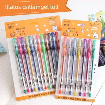 Super Art 303 Színes glitters tollak gyümölcsös illattal naplóíráshoz és DIY jegyzetekhez, színes jelölő tollak és kiemelő tollak, 7 vagy 12 darab