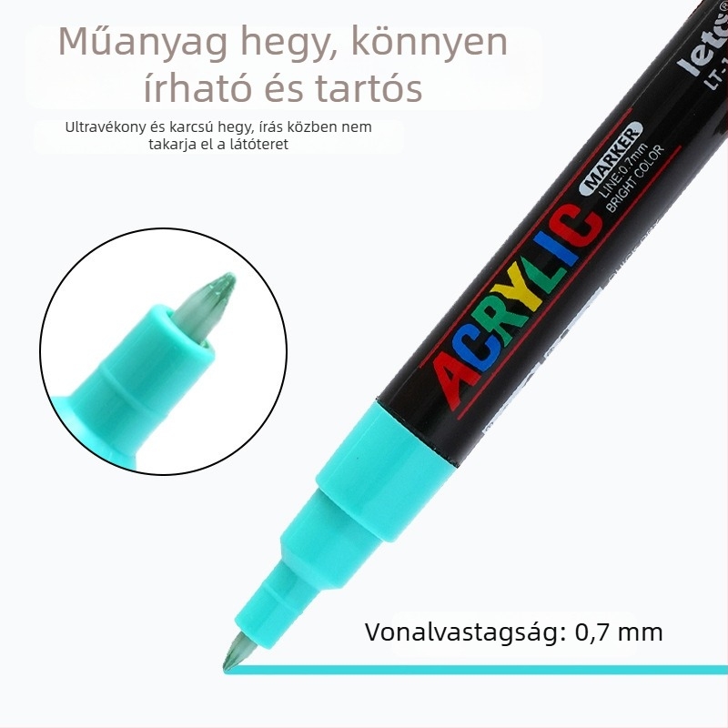 Le Tu akrilfilcek, POSCA-stílusúak, festéshez és graffitihez; víz alapú akrilfilcek; 12 vagy 24 színű készletek.