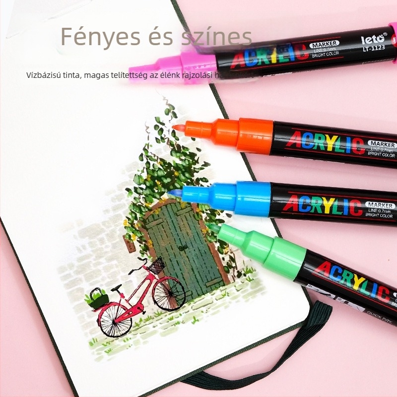 Le Tu akrilfilcek, POSCA-stílusúak, festéshez és graffitihez; víz alapú akrilfilcek; 12 vagy 24 színű készletek.