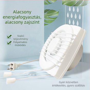Fürdőszobai szellőzőventilátor, erős, halk működésű, nagy sebességű konyhai párát szellőztető, üvegfalhoz szerelhető