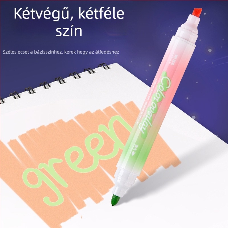 Kétoldalas, nagy kapacitású kiemelő toll, Instagram-stílusú, jegyzetekhez, naplóíráshoz és graffitihez, szemvédő