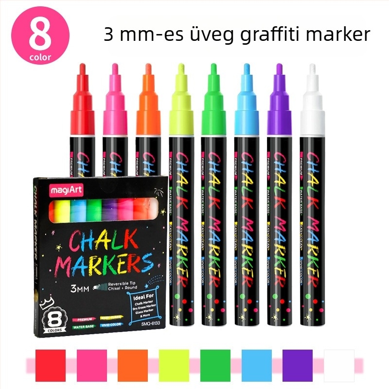 Somachi törölhető toll üvegtáblához, 3 mm grafiti marker a táblához, pormentes, folyékony kréta