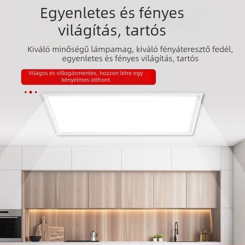 Beépített mennyezeti LED világítás konyha és fürdőszoba számára, sík panel 600×300 mm