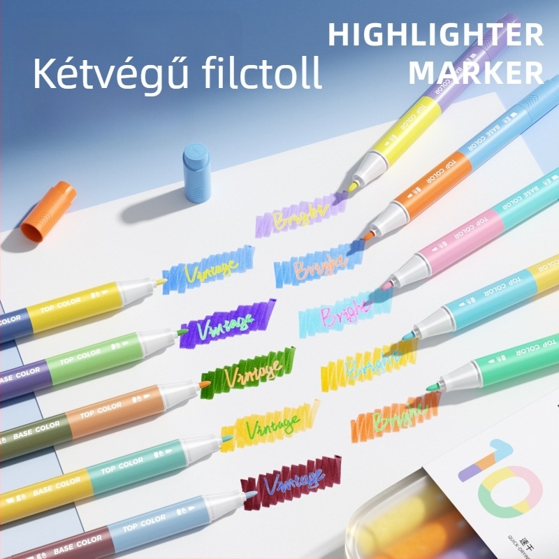 Morandi-stílusú kettős végű fluoreszkáló marker, pasztell Macaron színekből álló 5 darabos készlet