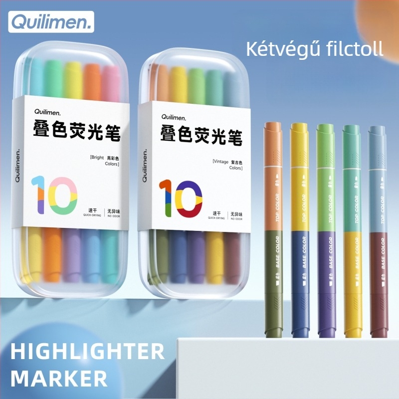 Morandi-stílusú kettős végű fluoreszkáló marker, pasztell Macaron színekből álló 5 darabos készlet
