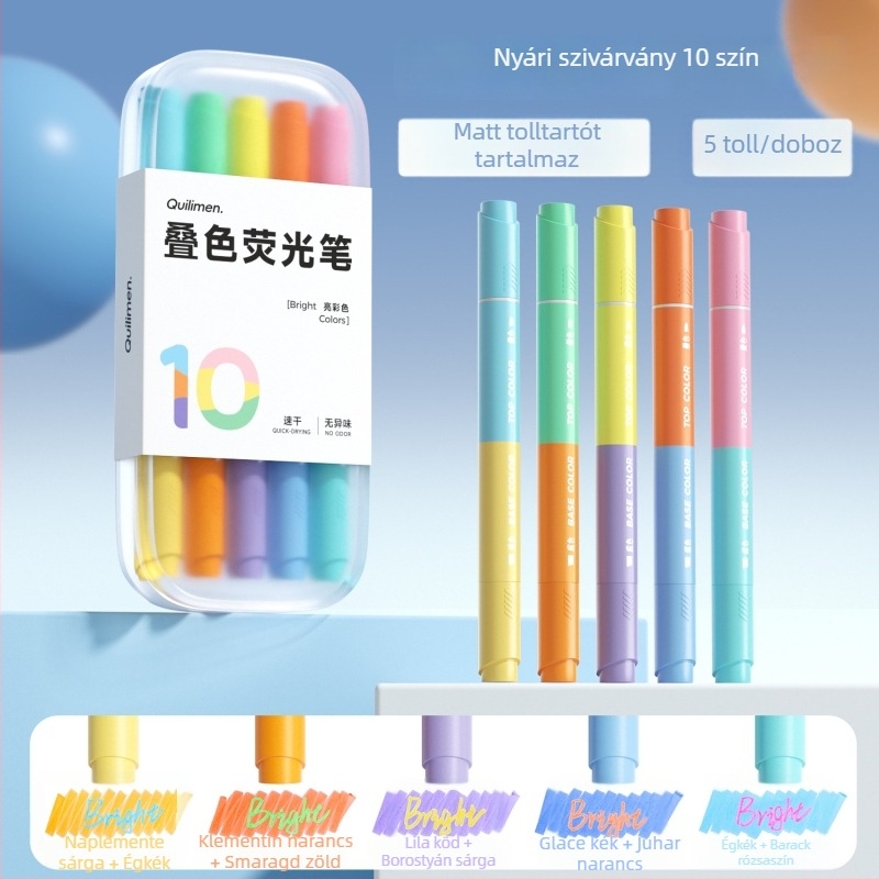 Morandi-stílusú kettős végű fluoreszkáló marker, pasztell Macaron színekből álló 5 darabos készlet