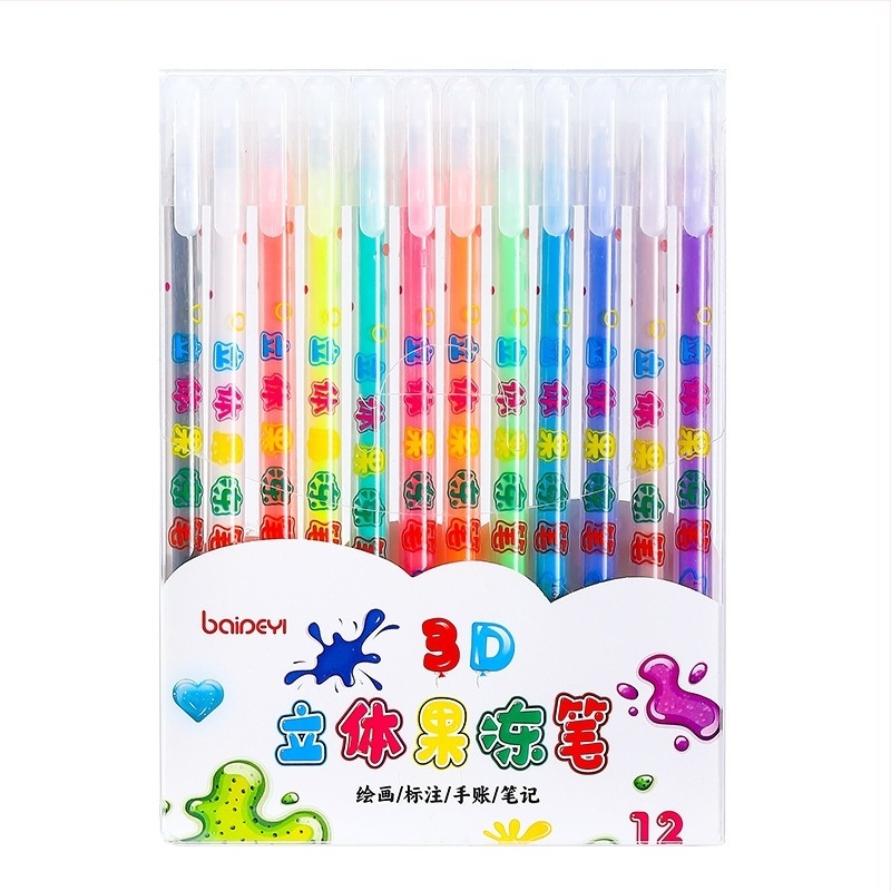 3D zselés marker gyerekeknek, színes kétszínű kontúr toll