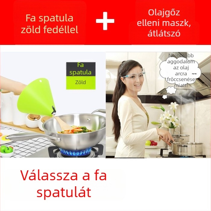 Konyhai olajfröccsenés elleni védőkészlet — pajzs a spriccelés ellen, spatula fedél, égésvédelmi kesztyű