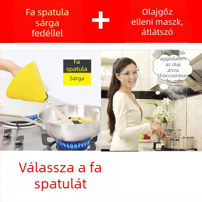 Konyhai olajfröccsenés elleni védőkészlet — pajzs a spriccelés ellen, spatula fedél, égésvédelmi kesztyű