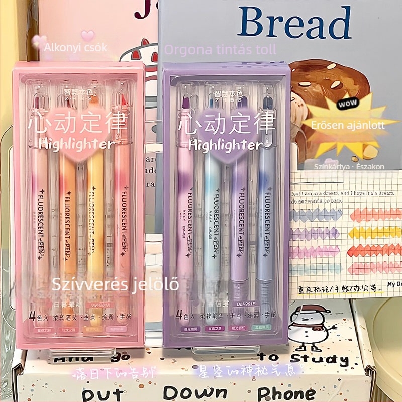 Kétoldalú, két színű kiemelő toll notebookhoz és irodai használatra