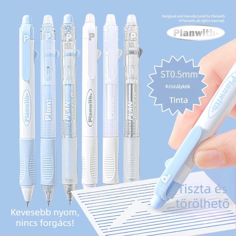 Original Friends Plan Eltávolítható Gél Toll Sorozat, 3 darab, 0,5 mm, kristálykék tinta