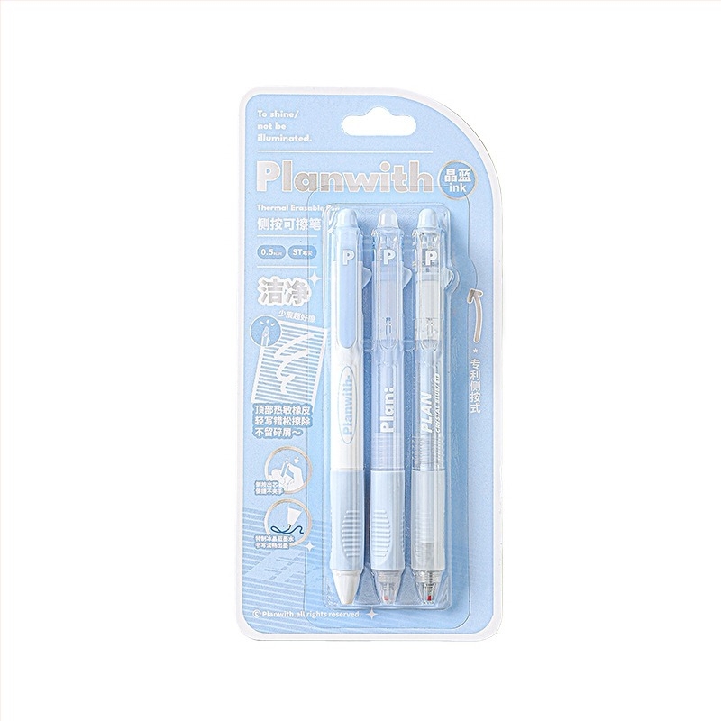 Original Friends Plan Eltávolítható Gél Toll Sorozat, 3 darab, 0,5 mm, kristálykék tinta