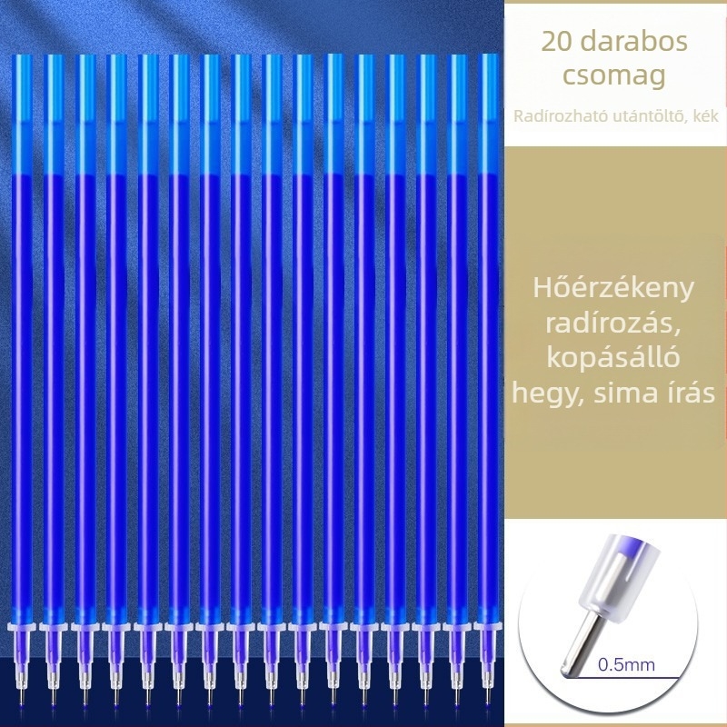 0,5 mm-es törölhető zselés tollbetét – kék-fekete tinta, hőérzékeny, 3–5. osztályos tanulóknak