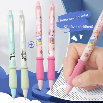 Gél toll radírozható nyomómechanizmussal, Little Panda és Little Fox, 0,5 mm, kristálykék