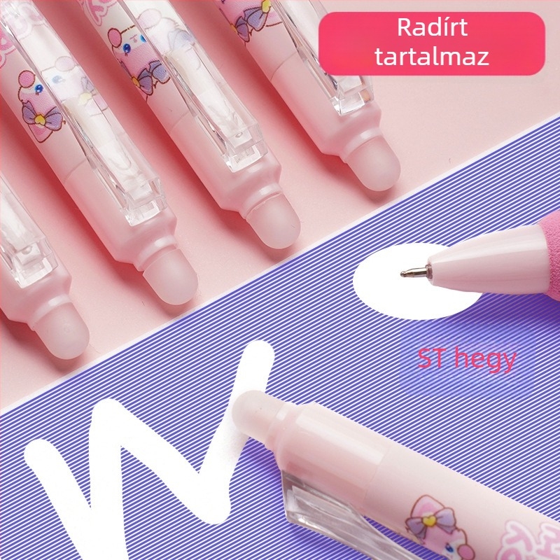 Gél toll radírozható nyomómechanizmussal, Little Panda és Little Fox, 0,5 mm, kristálykék
