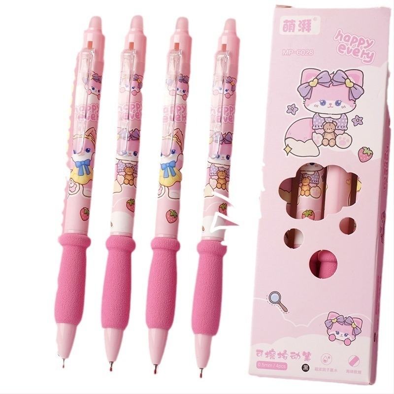 Gél toll radírozható nyomómechanizmussal, Little Panda és Little Fox, 0,5 mm, kristálykék