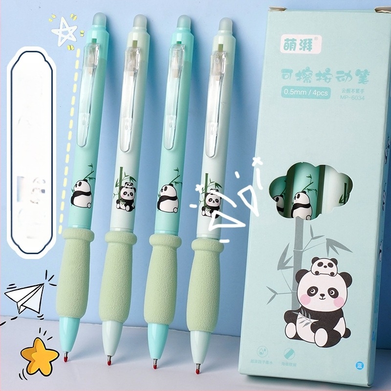 Gél toll radírozható nyomómechanizmussal, Little Panda és Little Fox, 0,5 mm, kristálykék