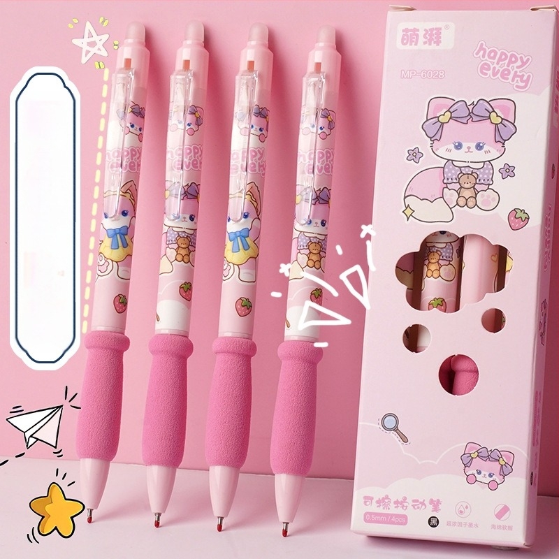 Gél toll radírozható nyomómechanizmussal, Little Panda és Little Fox, 0,5 mm, kristálykék