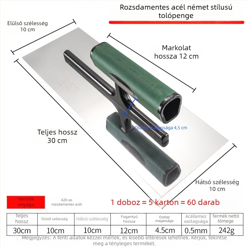 Yinghe nyomó kés vakoló- és glettelő spatula, eszköz csempe számára, rozsdamentes acél, alaplemez szénacélból, 250/300 mm