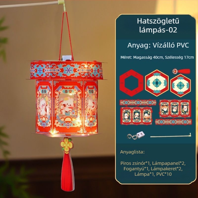 Új Középső Őszi Fesztivál Gyerekeknek Hordozható világító palotafénye Hanfu klasszikus stílusú DIY készlet