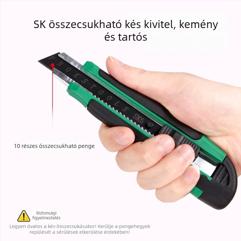 Nagy SK5 művészeti kés fekete pengével, tartós papírvágó kés, hordozható doboznyitó eszköz
