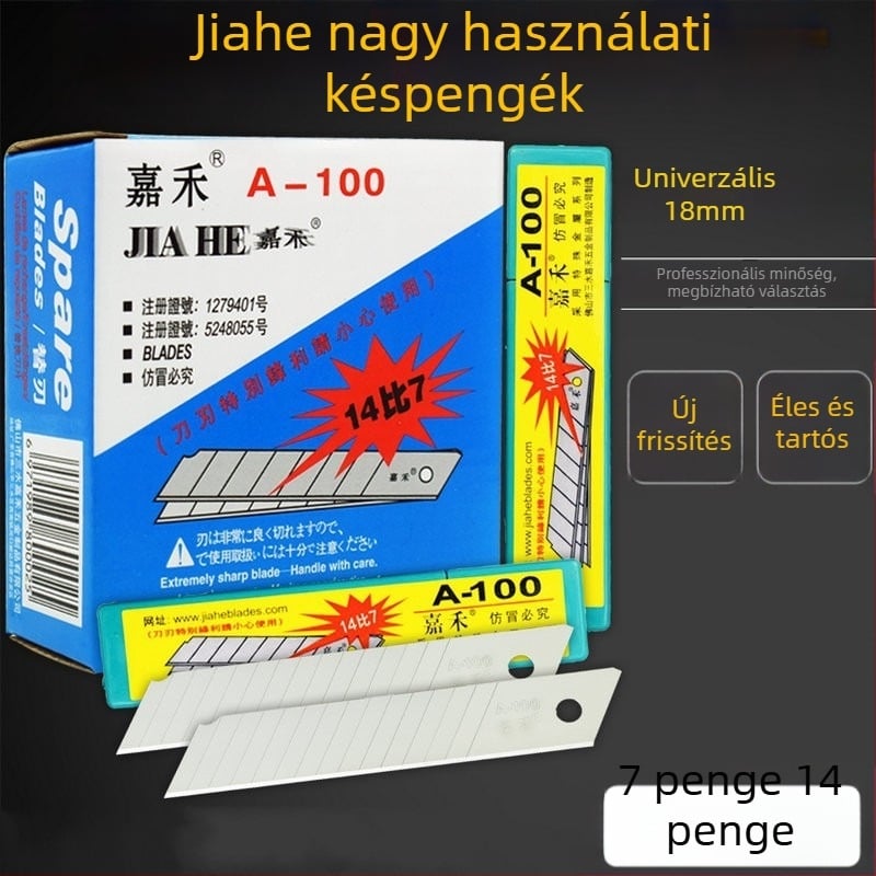 Jiahe márkájú nagy méretű vágókések készlete, 7 darabos papírvágó penge, 18 mm, modell A-10014