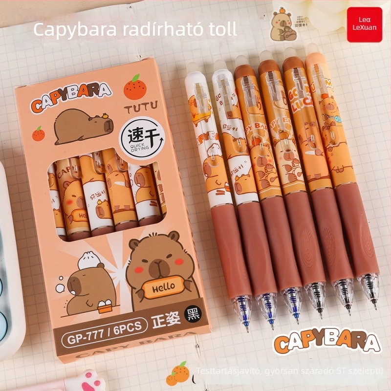 Capibara törölhető zselés toll puha tokban, kattintásos törlés, elegáns kivitel, ST gyorsan száradó kék tinta