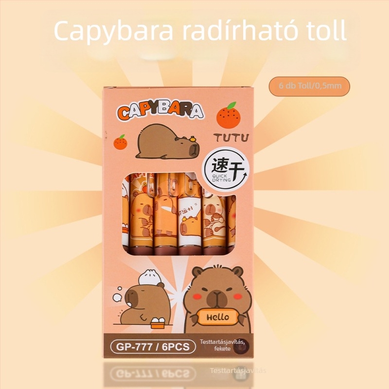 Capibara törölhető zselés toll puha tokban, kattintásos törlés, elegáns kivitel, ST gyorsan száradó kék tinta