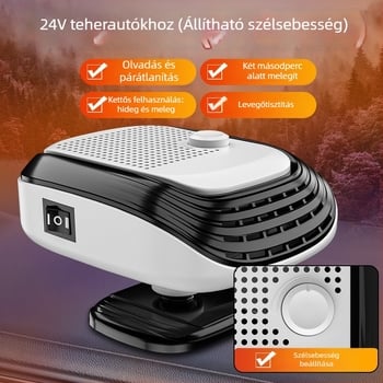Yiju autóhőventilátor, 12V-24V, autók és teherautók számára, gyors belső fűtés és páramentesítés