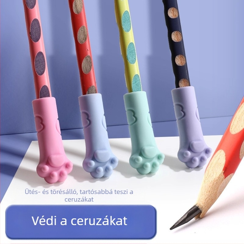 Macska alakú radírgomb és ceruzakap, kétfunkciós gyerekeknek