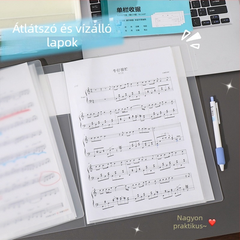 Vízálló kártya- és fényképalbum dekoratív oldalakkal, tájolásos elrendezéssel